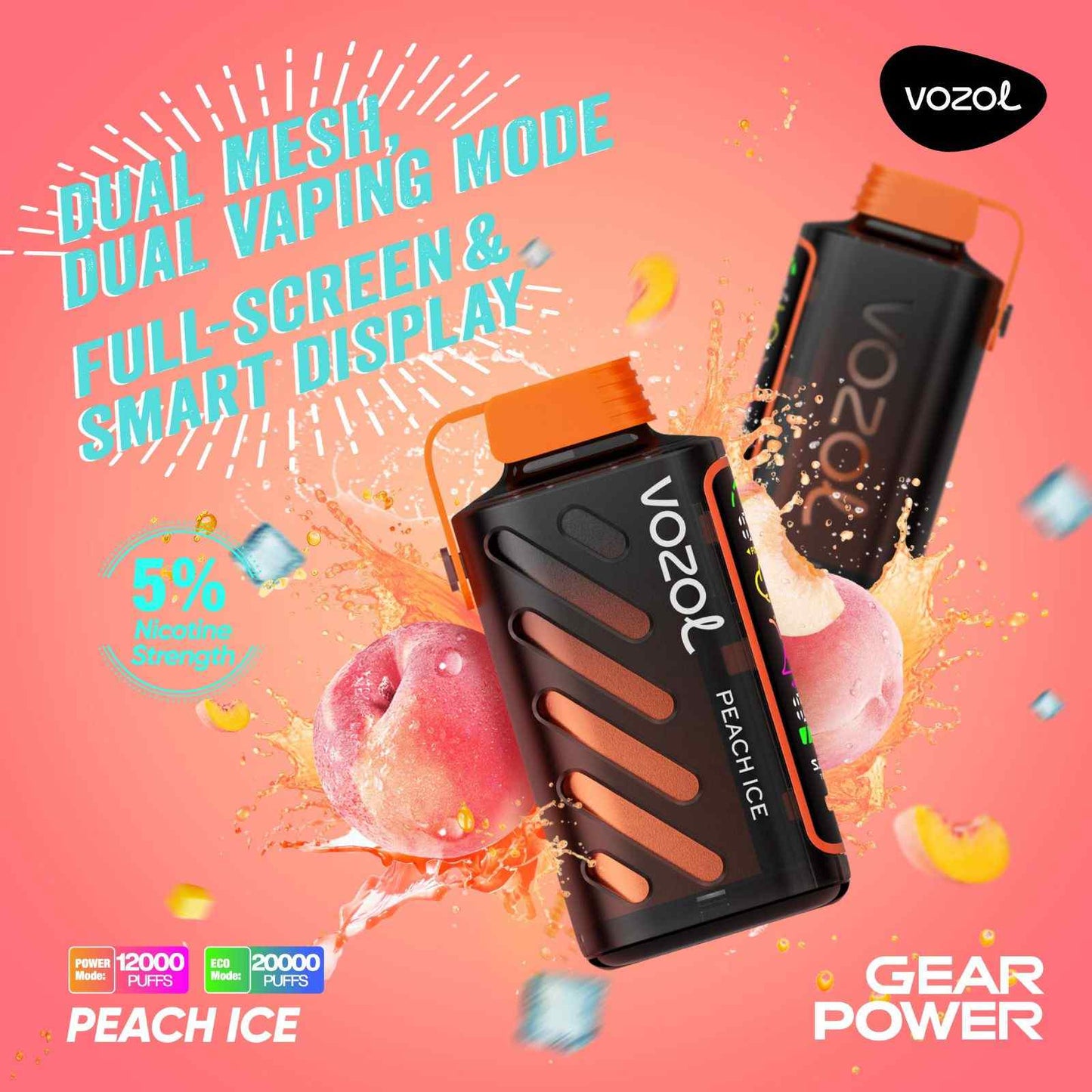 Vozol Gear Power 20000 | Peach Ice